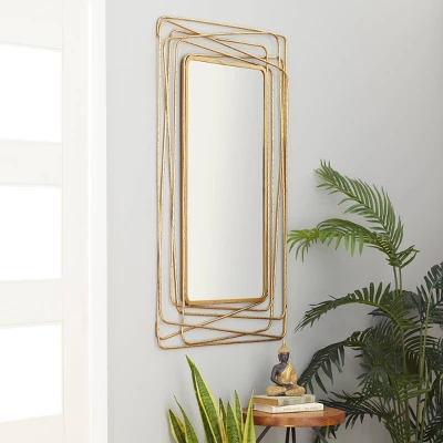 Metal Wall Mirror With Thin Metal Rectangle Frame Gold - Olivia & May 1 Metal Wall Mirror With Thin Metal Rectangle Frame Gold - Olivia & May