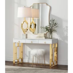 Noble Park Indara Scalloped Corner Rectangular Vanity Wall Mirror Modern Beveled Gold Wood Frame 27" Wide For Bathroom Bedroom Living Room Office -Home Decor Outlet Store GUEST 6905566f a760 4a3a b491 389bbad274bf