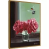 18" X 24" Window Shopping Rose By Fred Szatkowski Framed Canvas Wall Art - Amanti Art