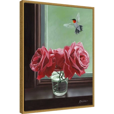 18" X 24" Window Shopping Rose By Fred Szatkowski Framed Canvas Wall Art - Amanti Art 1 18" X 24" Window Shopping Rose By Fred Szatkowski Framed Canvas Wall Art - Amanti Art