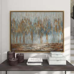 Canvas Tree Framed Wall Art With Gold Frame Gold - Olivia & May