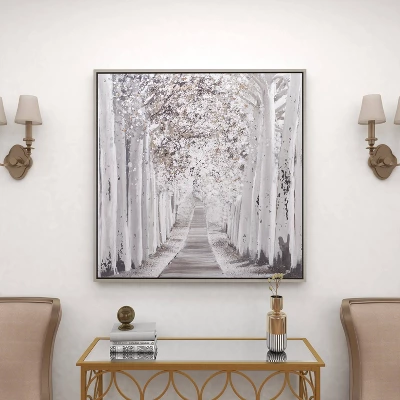 Canvas Landscape Trees Framed Wall Art With Silver Frame White - Olivia & May 8 Canvas Landscape Trees Framed Wall Art With Silver Frame White - Olivia & May - Image 8