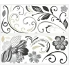 Flower Scroll Peel And Stick Giant Wall Decal Black/White - RoomMates