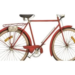 24" X 39" Metal Bike Wall Decor With Seat And Handles Red - Olivia & May