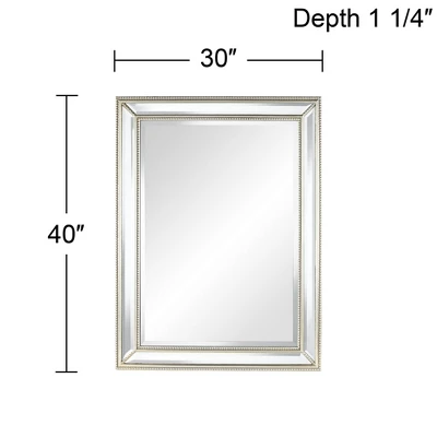 Uttermost Palais Rectangular Vanity Accent Wall Mirror Modern Beaded Beveled Silver Frame 30" Wide For Bathroom Bedroom Living Room Home Office House 7 Uttermost Palais Rectangular Vanity Accent Wall Mirror Modern Beaded Beveled Silver Frame 30" Wide For Bathroom Bedroom Living Room Home Office House - Image 7