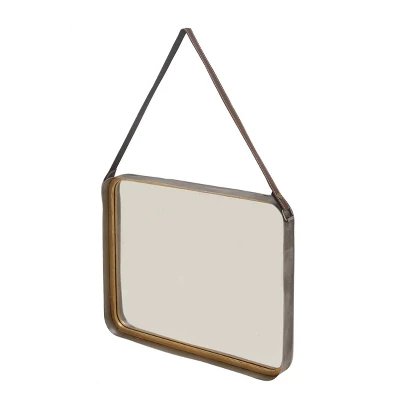 Metal Wall Mirror With Hanging Strap Gold - Olivia & May 5 Metal Wall Mirror With Hanging Strap Gold - Olivia & May - Image 5