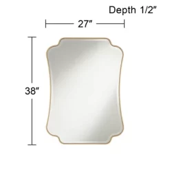Noble Park Indara Scalloped Corner Rectangular Vanity Wall Mirror Modern Beveled Gold Wood Frame 27" Wide For Bathroom Bedroom Living Room Office -Home Decor Outlet Store GUEST 740f1631 28d4 4c5c b693 4402de74d43a