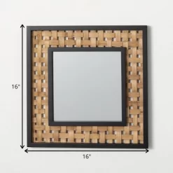 Sullivans Square Mirror With Weave Inset 16"H Black -Home Decor Outlet Store GUEST 74b3ed24 40f8 4cb6 9734 450828bef4a2