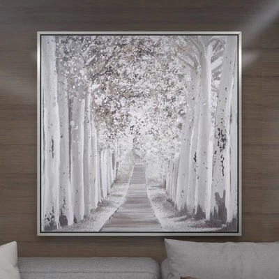 Canvas Landscape Trees Framed Wall Art With Silver Frame White - Olivia & May 15 Canvas Landscape Trees Framed Wall Art With Silver Frame White - Olivia & May - Image 15