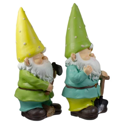 Northlight Set Of 2 Green And Yellow Gnome Outdoor Garden Statues 12.25" 3 Northlight Set Of 2 Green And Yellow Gnome Outdoor Garden Statues 12.25" - Image 3