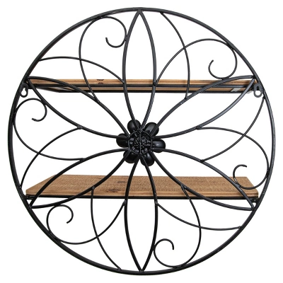 Black Metal & Wood Wall Shelf - Foreside Home & Garden 2 Black Metal & Wood Wall Shelf - Foreside Home & Garden - Image 2