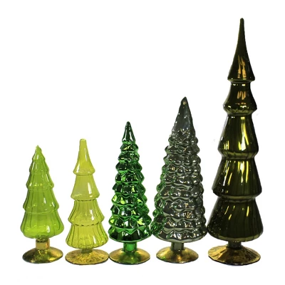 Christmas 17.0" Green Hues Glass Trees Set / 5 Decorate Mantle Christmas Decor Cody Foster - Decorative Sculptures 1 Christmas 17.0" Green Hues Glass Trees Set / 5 Decorate Mantle Christmas Decor Cody Foster - Decorative Sculptures