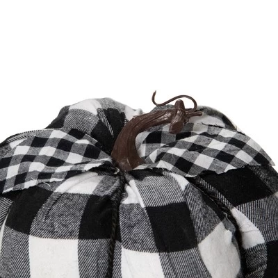 Northlight 7" Black And White Buffalo Plaid Fall Harvest Tabletop Pumpkin 2 Northlight 7" Black And White Buffalo Plaid Fall Harvest Tabletop Pumpkin - Image 2