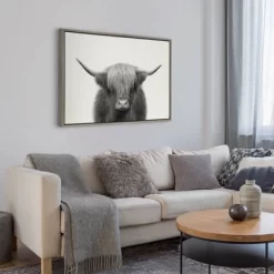 Sylvie Hey Dude Highland Cow By The Creative Bunch Studio Framed Wall Canvas Gray - Kate & Laurel All Things Decor -Home Decor Outlet Store GUEST 7fc4c309 26f6 41cc 9395 e06306e33887