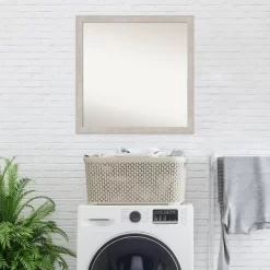29" X 29" Non-Beveled Marred Wood Bathroom Wall Mirror Silver - Amanti Art -Home Decor Outlet Store GUEST 8357dbed fec6 4f1b 820b 35e391380cc0