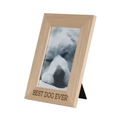 4x6 Inches "Best Dog Ever" Natural Wood & Glass Photo Frame - Foreside Home & Garden