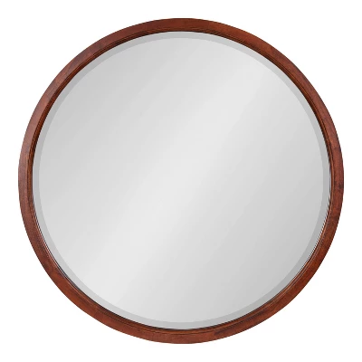 32" X 32" Hogan Round Framed Decorative Wall Mirror Walnut Brown - Kate & Laurel All Things Decor 1 32" X 32" Hogan Round Framed Decorative Wall Mirror Walnut Brown - Kate & Laurel All Things Decor