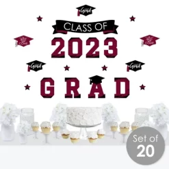 Big Dot Of Happiness Maroon Class Of 2023 Graduation Party Wall Decals Set Of 20