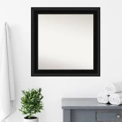 32" X 32" Non-Beveled Parlor Bathroom Wall Mirror Black - Amanti Art -Home Decor Outlet Store GUEST 8b14ef6a a6a9 4a82 925f c909a127943f