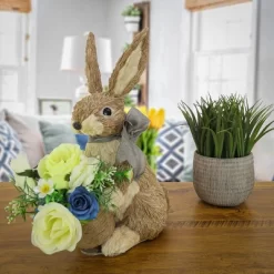 National Tree Company Bunny With Basket Table Decoration, Easter Collection, 16 Inches