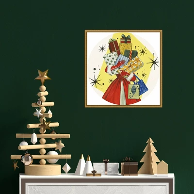 16" X 16" Vintage Christmas Gifts By Grace Popp Framed Canvas Wall Art - Amanti Art 3 16" X 16" Vintage Christmas Gifts By Grace Popp Framed Canvas Wall Art - Amanti Art - Image 3