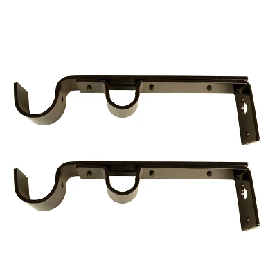 Versailles Home Fashions 2pk Window Curtain Rod Brackets - Dark Brown 2 Versailles Home Fashions 2pk Window Curtain Rod Brackets - Dark Brown - Image 2