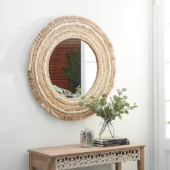 Wood Braided Frame Wall Mirror Beige - Olivia & May -Home Decor Outlet Store GUEST 8f47ee16 8e94 4b1d 9346 2a0e65b71436