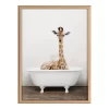 18" X 24" Blake Giraffe 2 In Tub Color Framed Printed Glass By Amy Peterson Art Studio Natural - Kate & Laurel All Things Decor