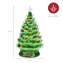 Best Choice Products 24in X-Large Pre-Lit Ceramic Christmas Tree Battery-Powered Decoration W/ LED Light, Timer - Green -Home Decor Outlet Store GUEST 93bea6f0 daf8 42b4 a96d 9b34f2a90665