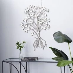 Aluminum Floral Wall Decor Silver - Olivia & May