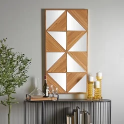 Wood Geometric Triangle Mirrored Wall Decor Light Brown - Novogratz -Home Decor Outlet Store GUEST 97b4cf5f 3e7c 4597 86b0 4ef534e048a6