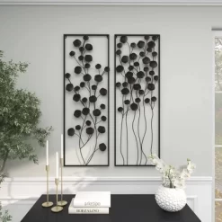 Farmhouse Metal Floral Wall Decor With Black Frame Set Of 2 Black - Olivia & May -Home Decor Outlet Store GUEST 99ae35a6 ae7f 4e23 9739 5141718bb67d