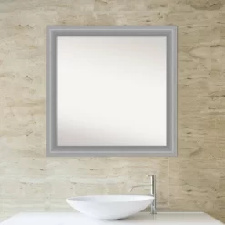 31" X 31" Non-Beveled Peak Polished Nickel Narrow Bathroom Wall Mirror - Amanti Art -Home Decor Outlet Store GUEST 9acf4ddd 9ff2 4146 b941 0a68f81772f2
