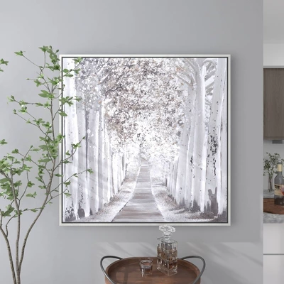 Canvas Landscape Trees Framed Wall Art With Silver Frame White - Olivia & May 13 Canvas Landscape Trees Framed Wall Art With Silver Frame White - Olivia & May - Image 13