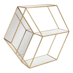 26" X 7" X 23" Lintz Hexagon Shelves With Mirror - Kate & Laurel All Things Decor -Home Decor Outlet Store GUEST 9d1a9402 f89c 4881 be37 55c65559b34e
