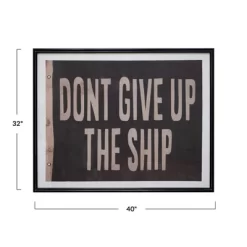 "Don't Give Up
" Wood Framed Glass Wall Decor With Vintage Reproduction Flag Black - 3R Studios