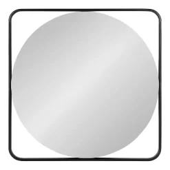 24" X 24" Nobles Radius Corner Framed Decorative Wall Mirror Black - Kate & Laurel All Things Decor