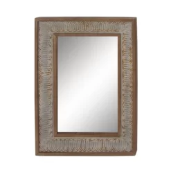 Wood Wall Mirror With Embossed Metal Gray - Olivia & May -Home Decor Outlet Store GUEST ab37ffa0 9b2e 46f2 8b62 de0114ca0cfa