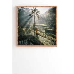Tristan Zhou Rice Terrance Sunrise Bamboo Framed Wall Canvas Green - Deny Designs -Home Decor Outlet Store GUEST afc9664a d78b 4069 8bc5 492bb13e77ae