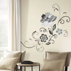 Flower Scroll Peel And Stick Giant Wall Decal Black/White - RoomMates -Home Decor Outlet Store GUEST b4957e8d 9054 4b56 adb3 103e4ac79a19