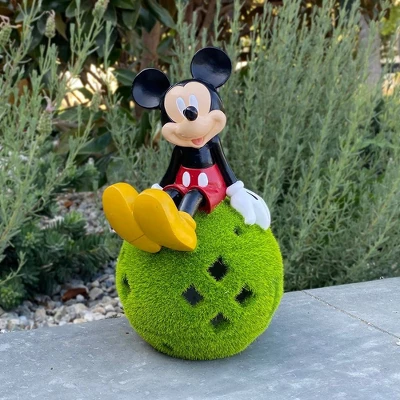 Disney 10" Stone Mickey Mouse Sitting On Flocked Ball Garden Statue 4 Disney 10" Stone Mickey Mouse Sitting On Flocked Ball Garden Statue - Image 4