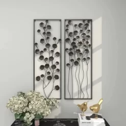Farmhouse Metal Floral Wall Decor With Black Frame Set Of 2 Black - Olivia & May -Home Decor Outlet Store GUEST b80a696c 7578 4ffb ae20 e42e0a571329