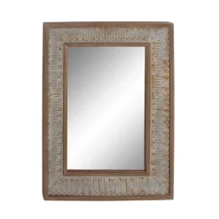 Wood Wall Mirror With Embossed Metal Gray - Olivia & May -Home Decor Outlet Store GUEST b8408d48 d8f4 44d6 a095 d80ee1a2266a