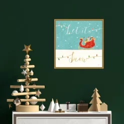 16" X 16" Let It Snow Christmas Sleigh By Veronique Charron Framed Canvas Wall Art - Amanti Art -Home Decor Outlet Store GUEST b8606eab 6994 4cff bb2c f1a1d503fc1a