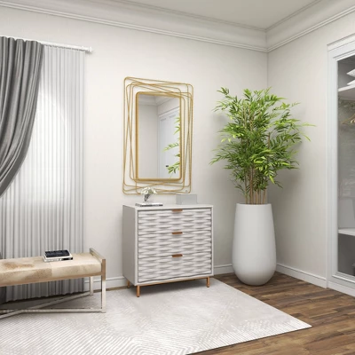 Metal Wall Mirror With Thin Metal Rectangle Frame Gold - Olivia & May 6 Metal Wall Mirror With Thin Metal Rectangle Frame Gold - Olivia & May - Image 6