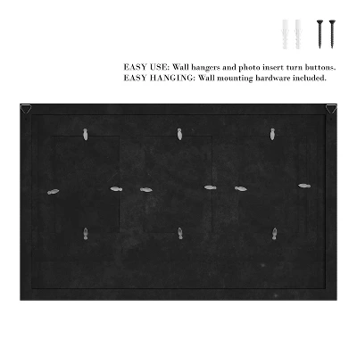 Wall Picture Collage With 3 Hanging Hooks- Wall Mounted Photo Frame Decor With Rustic Wood Look, Holds 4x6 Pictures By Lavish Home 3 Wall Picture Collage With 3 Hanging Hooks- Wall Mounted Photo Frame Decor With Rustic Wood Look, Holds 4x6 Pictures By Lavish Home - Image 3