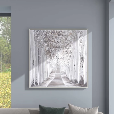 Canvas Landscape Trees Framed Wall Art With Silver Frame White - Olivia & May 16 Canvas Landscape Trees Framed Wall Art With Silver Frame White - Olivia & May - Image 16