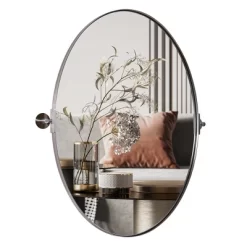 Moon Mirror 20 X 28 Inch Modern Oval Wall Mounted Hanging Bathroom Vanity Mirror With Stainless Steel Metal Frame, Brushed Silver 7 Moon Mirror 20 X 28 Inch Modern Oval Wall Mounted Hanging Bathroom Vanity Mirror With Stainless Steel Metal Frame, Brushed Silver -Home Decor Outlet Store GUEST bf36ceaa 8fd9 4d4e a6f7 a7130950ab4e