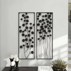 Farmhouse Metal Floral Wall Decor With Black Frame Set Of 2 Black - Olivia & May -Home Decor Outlet Store GUEST bfb2c739 4eb1 4a8d 89e1 576ce9ca1da3