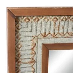 Wood Wall Mirror With Embossed Metal Gray - Olivia & May -Home Decor Outlet Store GUEST c0797c31 d0ed 40f6 bd76 386f445e30c6